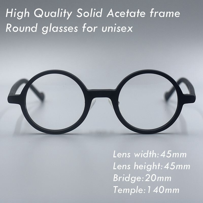Vintage Round glasses Men matte black glasses solid acetate frame women glasses