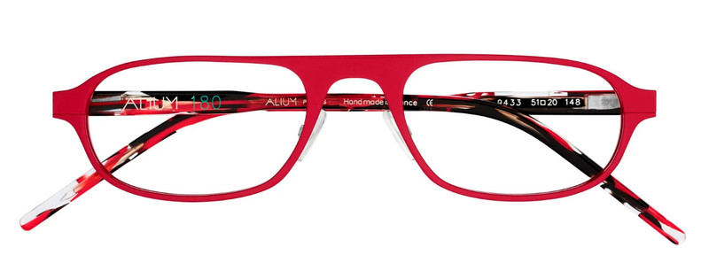 590€ Eyeglasses Frame In Metal Aluminum Alium 180 Red Optical Frame 51Mm