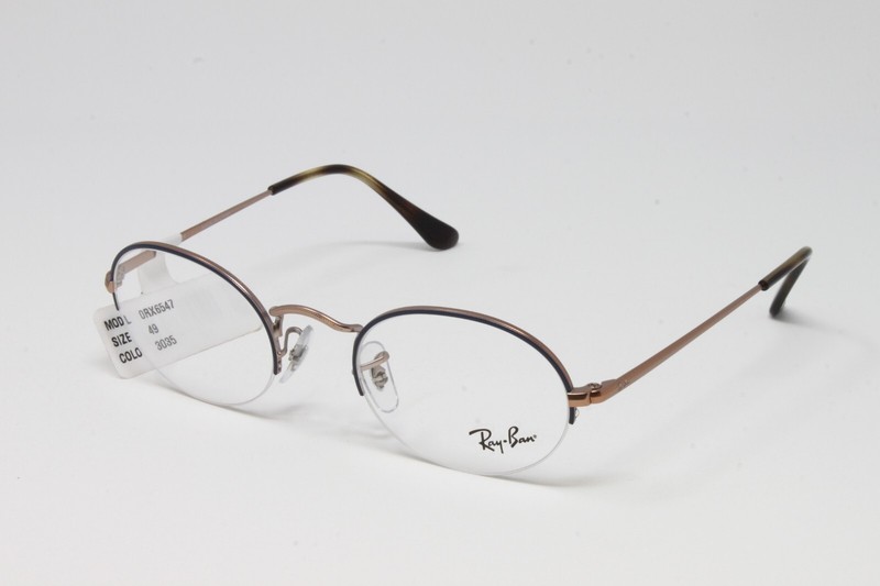 Ray Ban Eyeglasses Unisex Oval Half Rim RX6547 3035 Blue Bronze 49-22-145