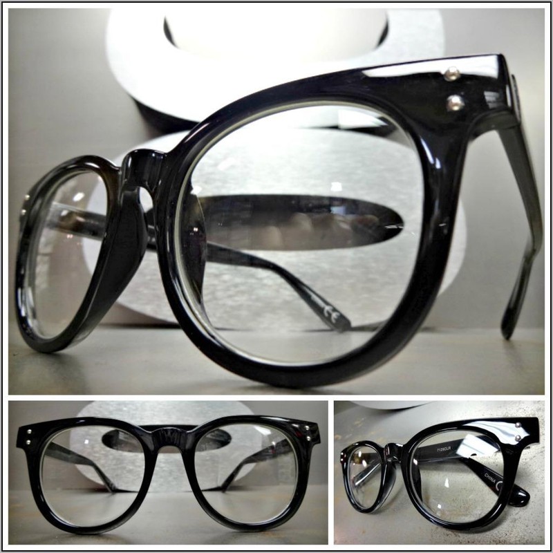 Men or Women CLASSIC VINTAGE 50’s RETRO Style Clear Lens EYE GLASSES Black Frame