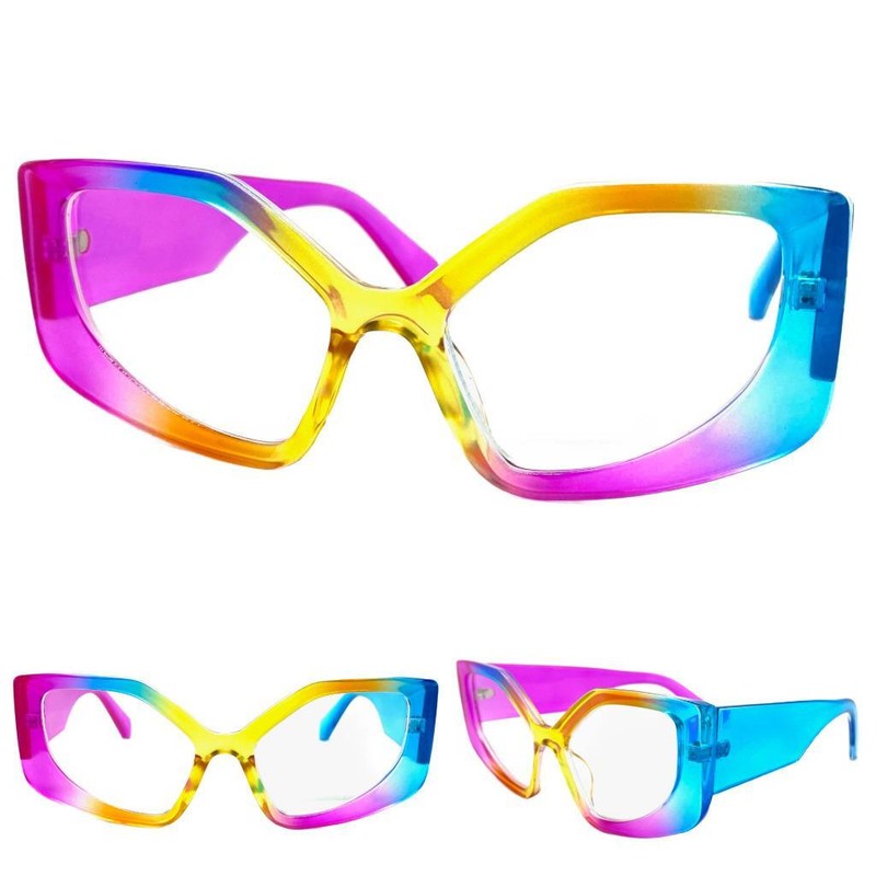 Women’s Funky Unique Retro Modern Clear Lens EYE GLASSES Thick Colorful Frame C1