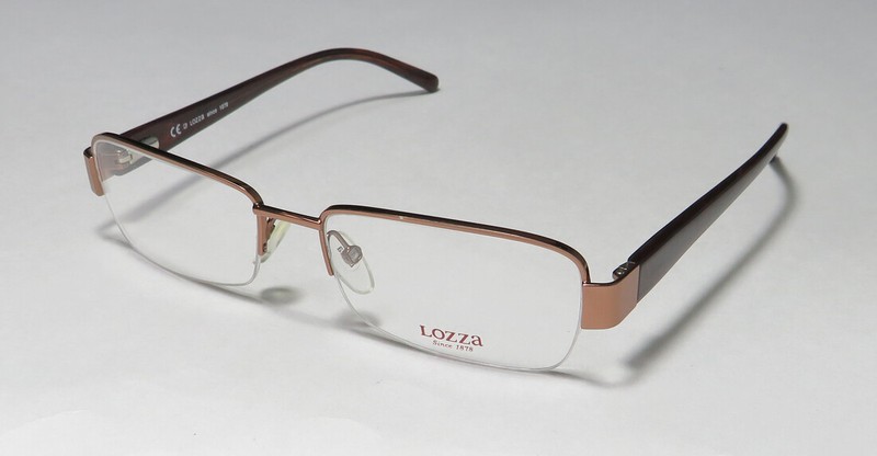 LOZZA VL2126 0R72 METAL HALF RIM FRAME ITALIAN BRAND NAME MODERN LOGO EYEGLASSES