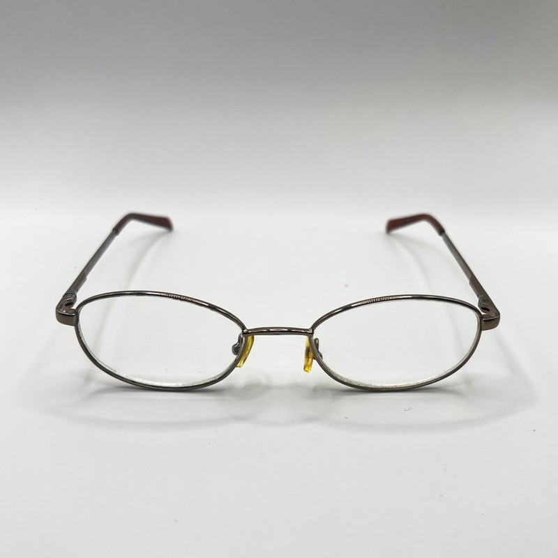 Vintage 90s Metal Oval Eyeglasses Wire Rim Frame Gunmetal Grey Tortoise Y2K Geek