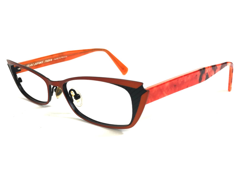 Jean Lafont Eyeglasses Frames LADY 851 Black Orange Cat Eye Fishscale 51-16-137