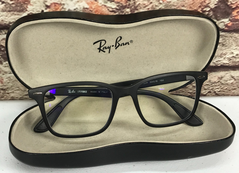 Ray-Ban Liteforce RB7144 5204 53 18 150 Black Full Rim Plastic Eyeglass W/ Case