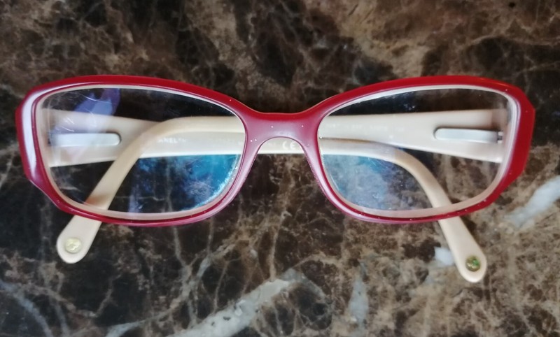 CHANEL CH 3097 838 52-15 135 Beige red Eyeglasses Frames Only Vintage