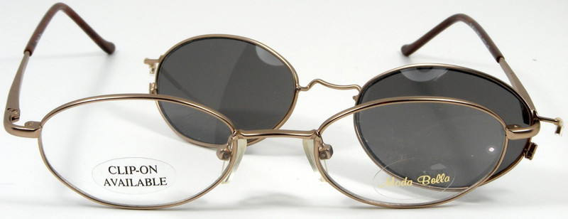 Moda Bella M. Brown Eyeglasses Frame 465 47-19-135 Clip-On Grey-Brown Lens
