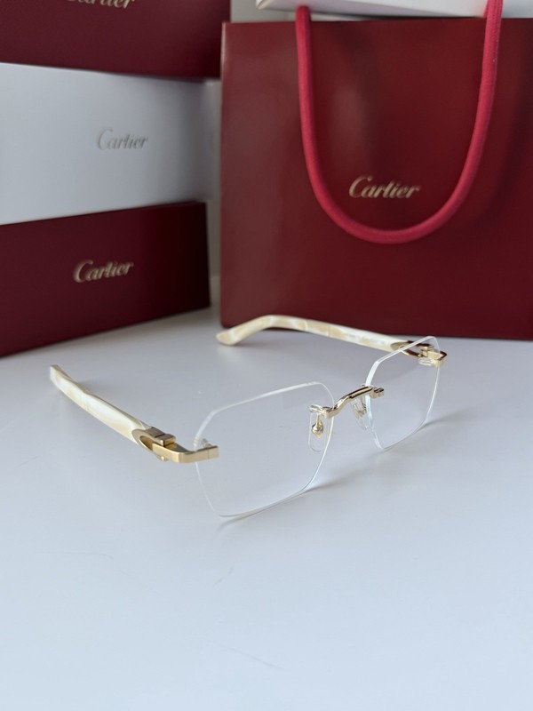 CARTIER CT0623O 004 Gold Ivory Transparent Clear Eyeglasses Frame 54mm AUTHENTIC gallery