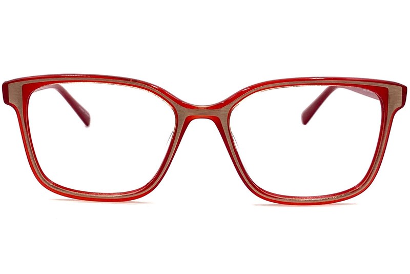 Women’s Rectangular Eyeglasses Acetate & Steel V8006 RB Ruby Red (53-17-140)