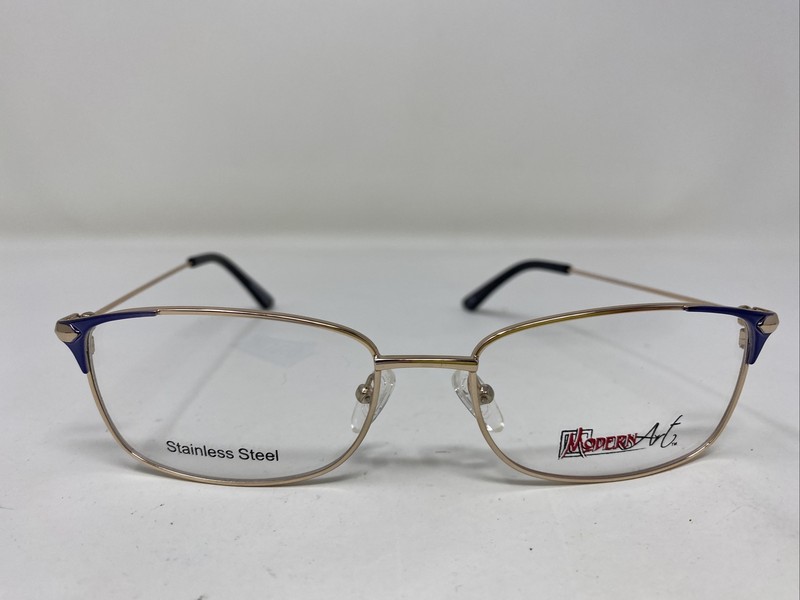 MODERN ART EYEGLASSES FRAME A374 NAVY/GOLD 55-17-140 GOLD FULL RIM WJ64