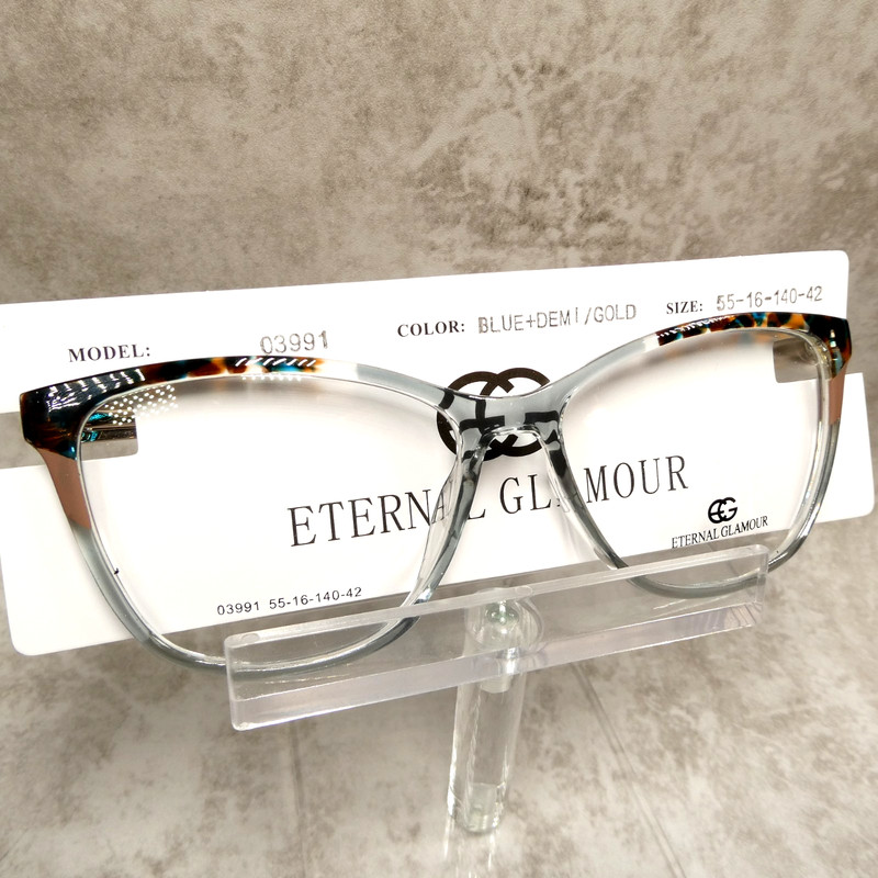 Eternal Glamour Blue Gold Animal Print Eyeglasses FRAMES – 03991 55-16-140 NEW!