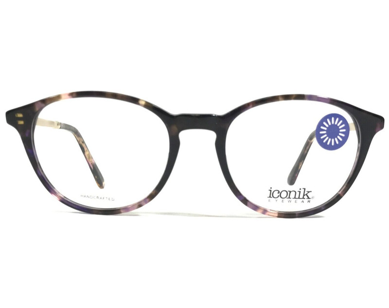Iconik Eyeglasses Frames Ashley C3 Purple Tortoise Gold Round Full Rim 49-18-147