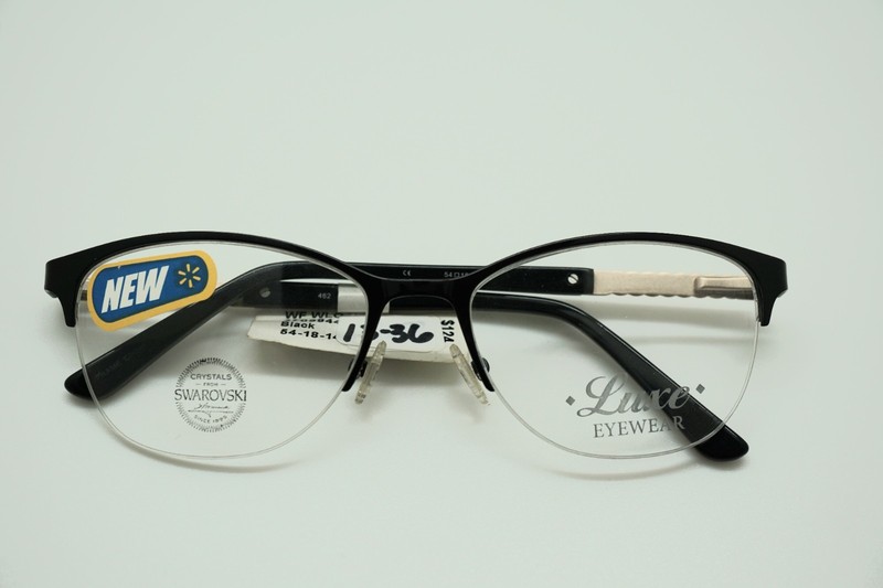 Luxe Eyewear WLO462 Black / Gold Swarovski Eyeglasse Frame Half Rim 54/18/140