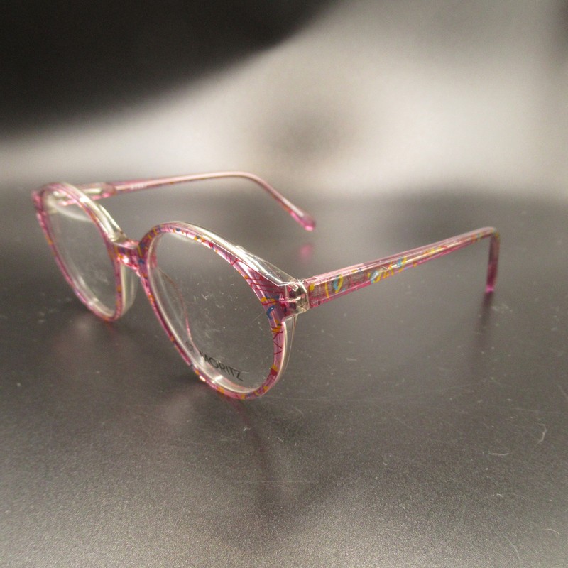 ST. MORITZ Eyeglass Frames Sissy Pink Violet Multi-Color Pattern Round 52-18-135 gallery