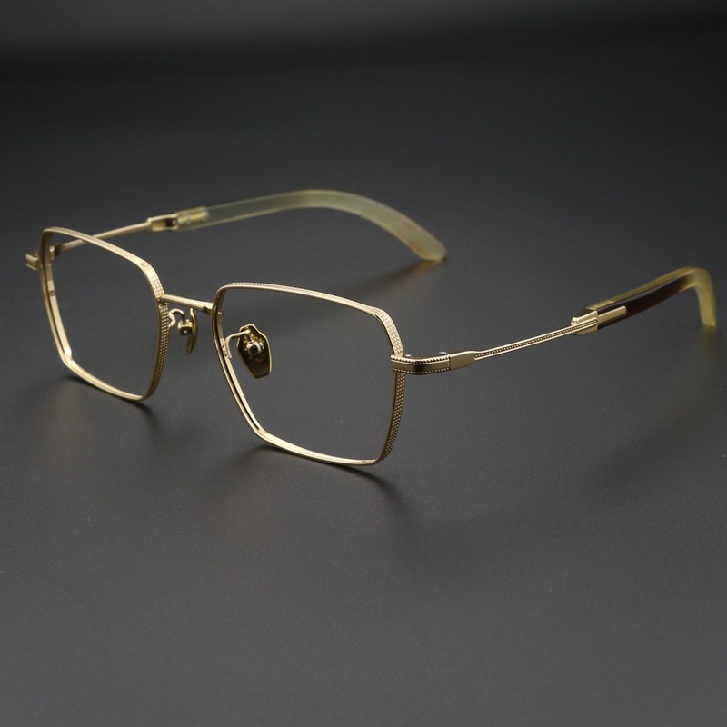 Natural Buffalo Horn Titanium Eyeglass frames Glasses Full rim Vintage Eyewear