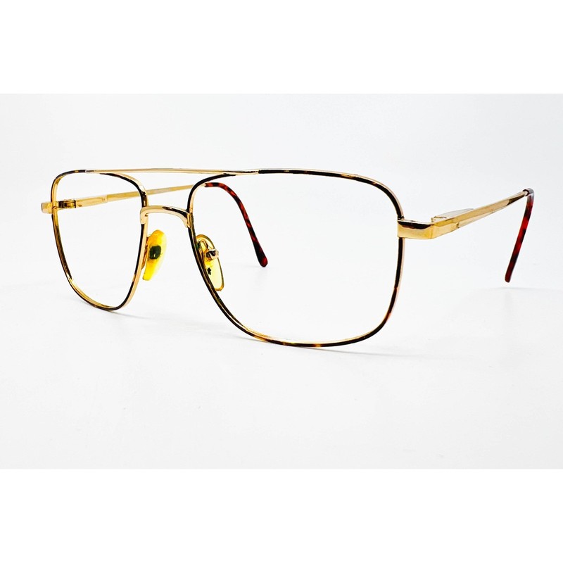 Capri Olive Eyeglasses Mens Gold Aviator Double Bridge 56-19-140