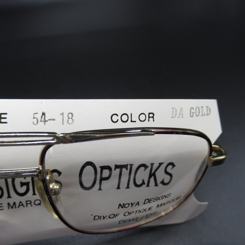 Vintage Nova Design Opticks Eyeglass Frames DA Gold 54-18-140 Pilot Smart Buy-5 gallery