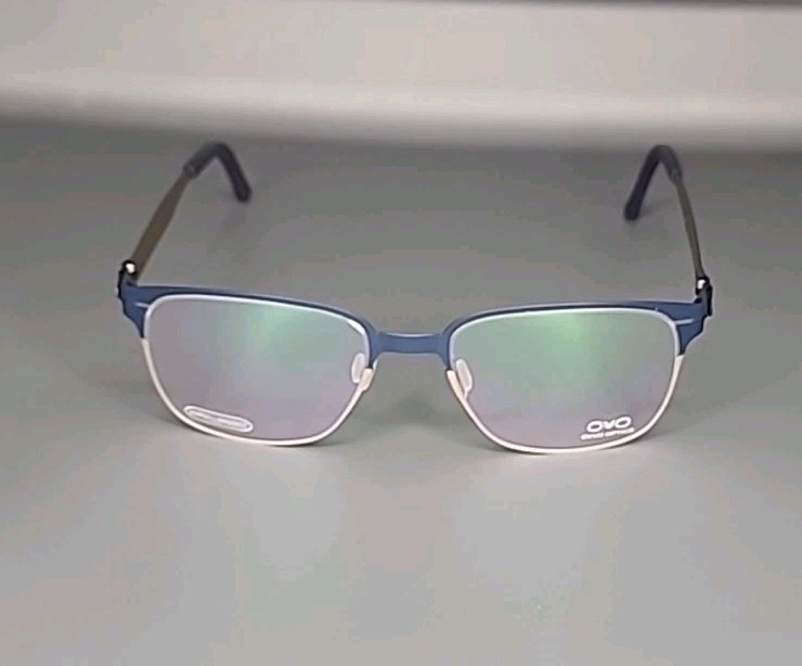 OVVO Optics 3661 Deep Sea / Silver Handmade Titanium Eyeglass Frame 50/19/140