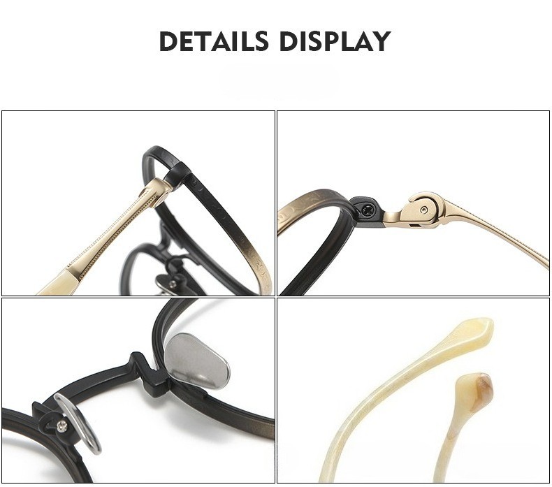 Retro Acetate Pure Titanium Deluxe Full Rim Eyeglass Bold Temple Frame Men Women gallery