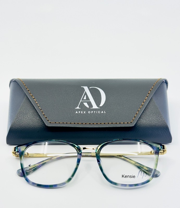 KENSIE ZEALOUS GN Green Gold Unisex Square Full Rim Eyeglasses 49-18-135 B:39