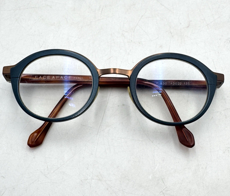 Face a Face Akiko 2 930M Eyeglasses Round Frame Brown Blue Teal 43-22-135 Luxury