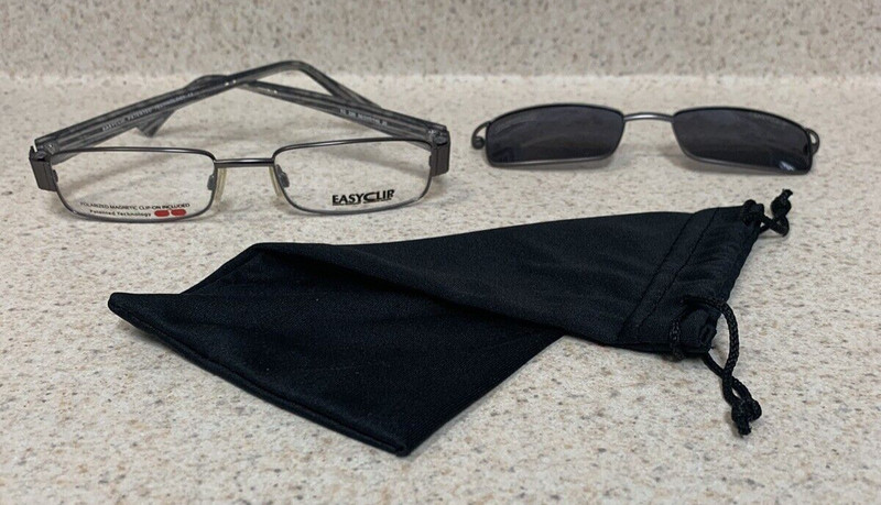 EASY CLIP 220 EYEGLASSES IN SILVER/GRAY with Magnetic Polarized Sun Clip