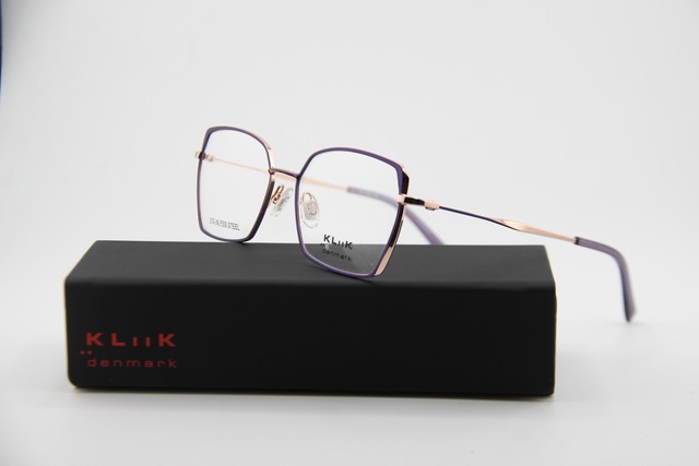 NEW KLIIK DENMARK 741 M107 PURPLE GOLD GUNMETAL AUTHENTIC EYEGLASSES 48-15