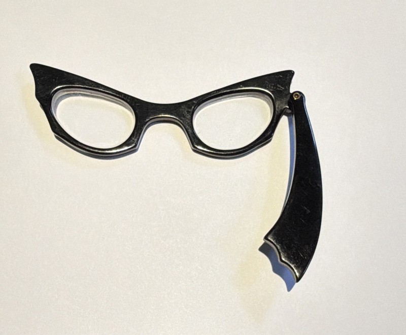 Vintage Black Cat Eye folding readers w/ Full Rim Rhinestone. 1950s-ish gallery