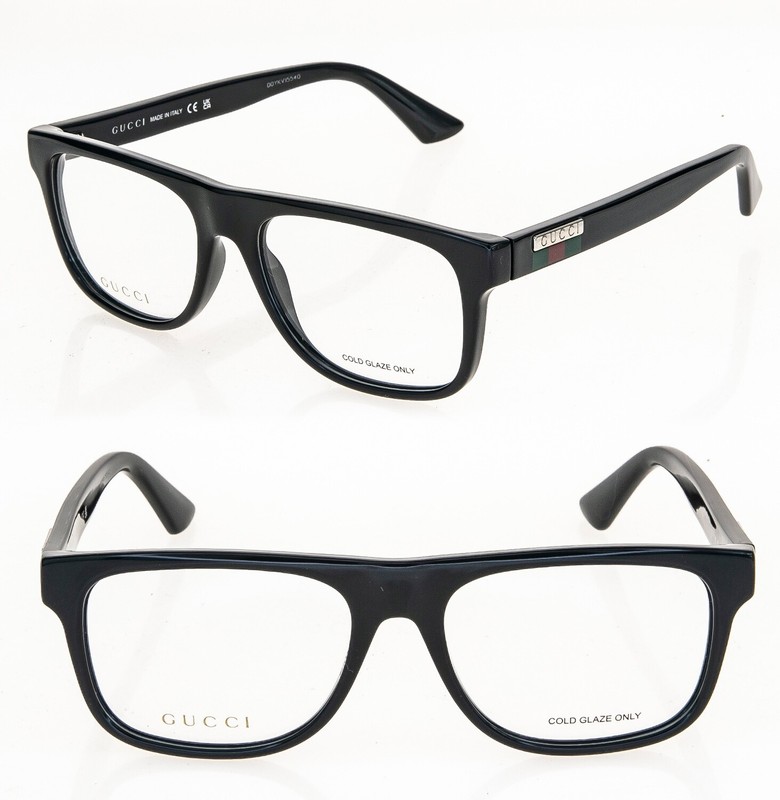 GUCCI 1117 Black Web Stripe Plaque Eyeglasses 56mm GG1117 Optical Frame 001