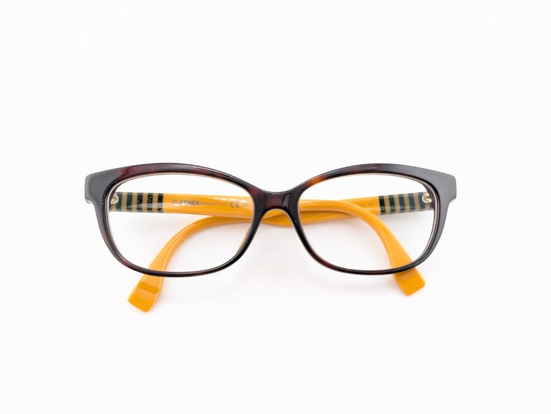 Fendi Eyeglasses Frames Only,FF 0015 7TU, 54-16-140, Brown/Yellow, Made in Italy
