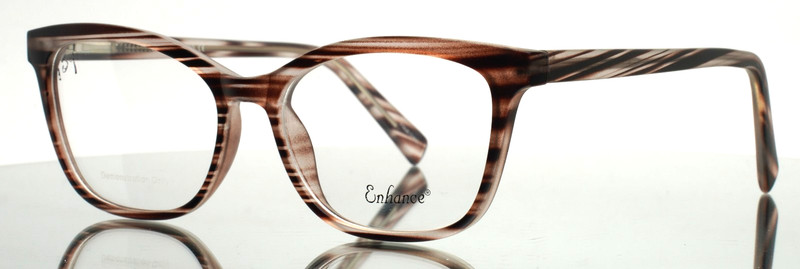 ENHANCE 4148 Brown Stripe Womens Semi Cat Eye Full Rim Eyeglasses 54-17-140 B:39