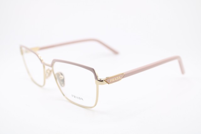NEW PRADA VPR 56Y 09Y-1O1 PINK GOLD GUNMETAL AUTHENTIC EYEGLASSES 54-17