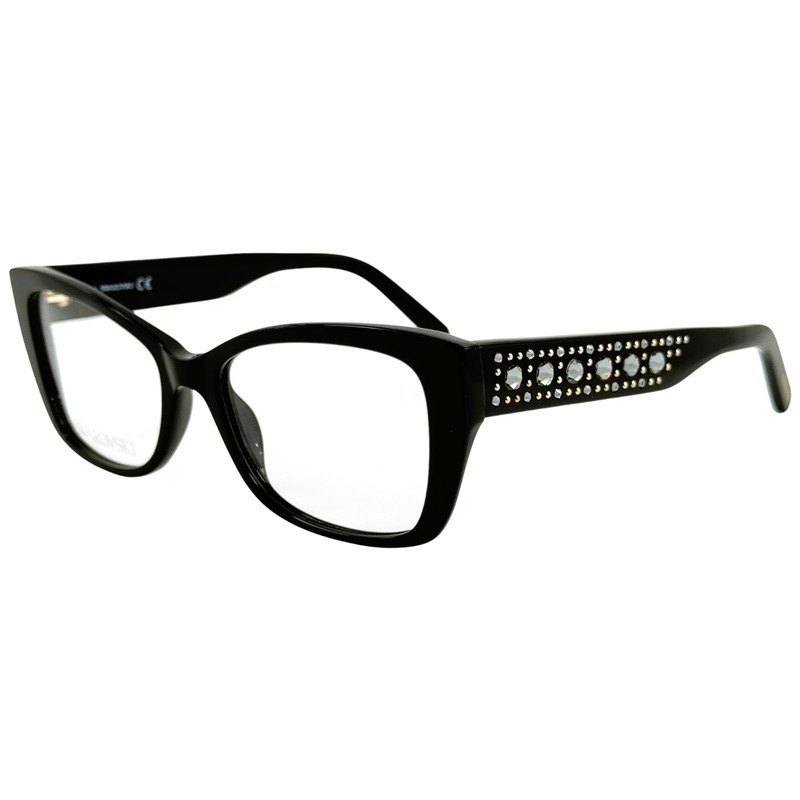 Swarovski SK5452 Womens Plastic Eyeglass Frame 001 Shiny Black 52-16