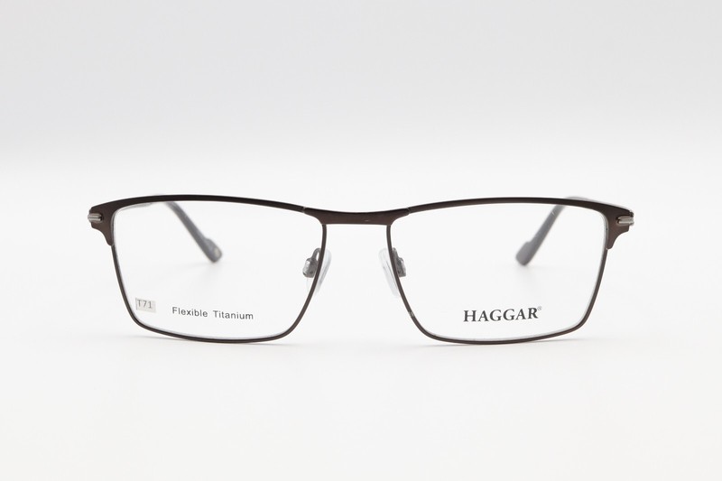 HAGGAR HFT546 Black-Gunmetal 55-16-145 Eyeglass Frames Flexible Titanium T71 gallery