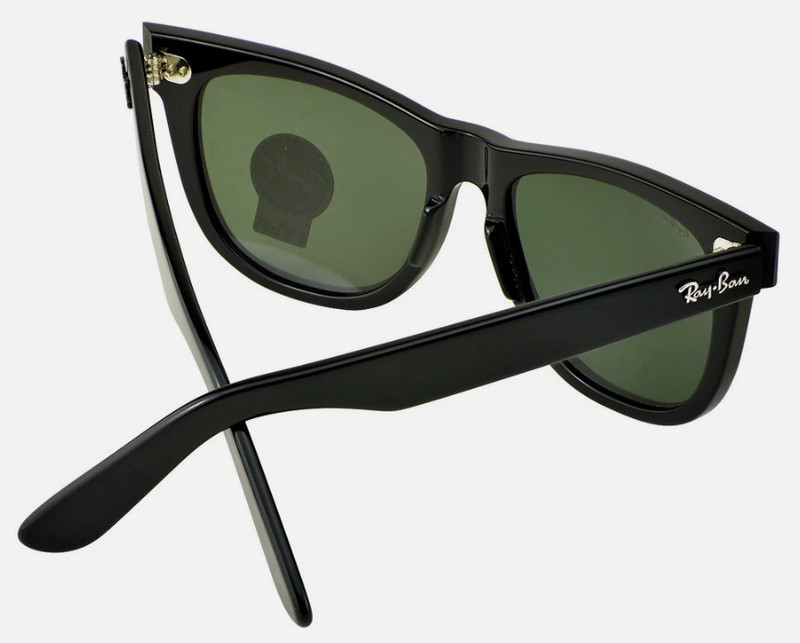 Ray-Ban RB2140 Wayfarer Sunglasses Black Frame Tempered glass Green Lens 50-22mm gallery