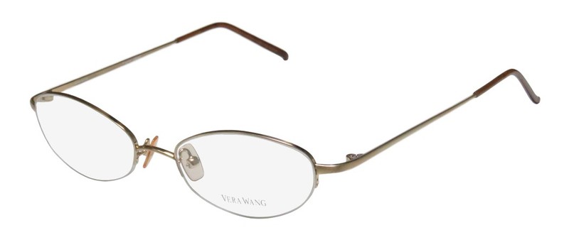NEW VERA WANG V05 EYEGLASSES METAL GOLD CAT EYE HALF-RIM JAPAN WOMENS 47-17-130