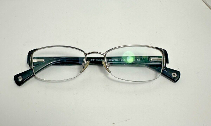 Coach 9181 Satin Gunmetal Beige Ocelot Sig C Half Rim Eyeglasses 50-18-140