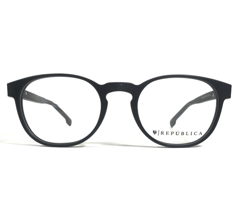 Republica Eyeglasses Frames Louisville BK Black Round Horn Rim 49-20-140