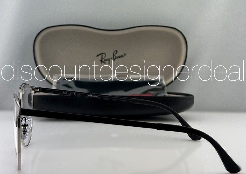 Ray-Ban Round Eyeglasses Black Silver Metal Clear Demo RB6375 2861 53mm gallery