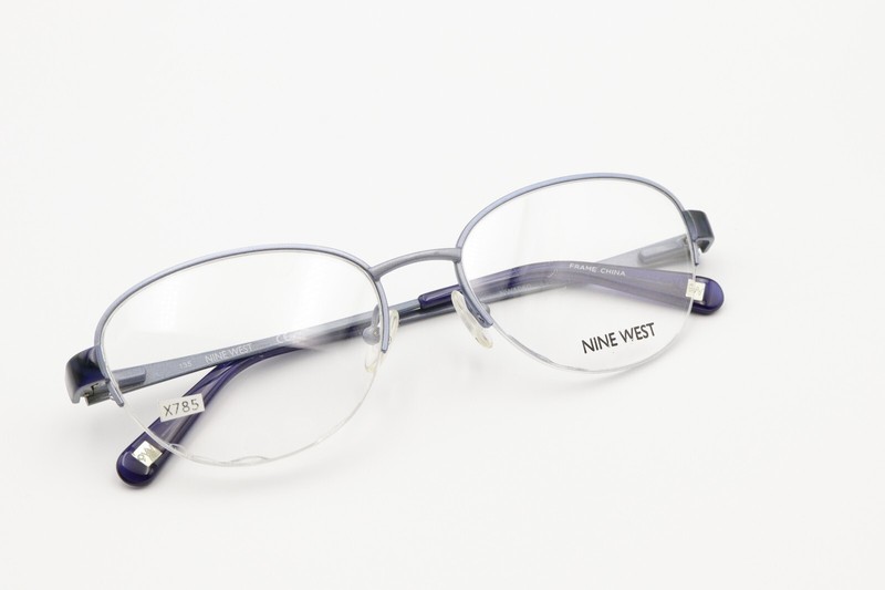 NINE WEST NW1060 439 Ice Blue 52-17-135 Half Rim Eyeglass Frame Flex Hinges X785