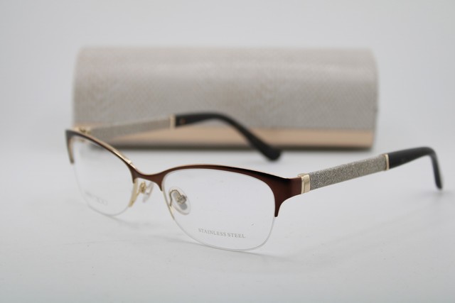 NEW JIMMY CHOO JC 106 F62 BRONZE GLITTER GUNMETAL AUTHENTIC EYEGLASSES 52-17