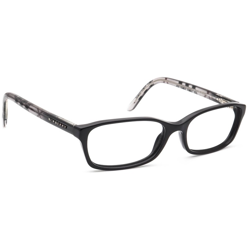 Burberry Eyeglasses B 2073 3164 Polished Black/Gray Plaid Frame Italy 53[]16 135