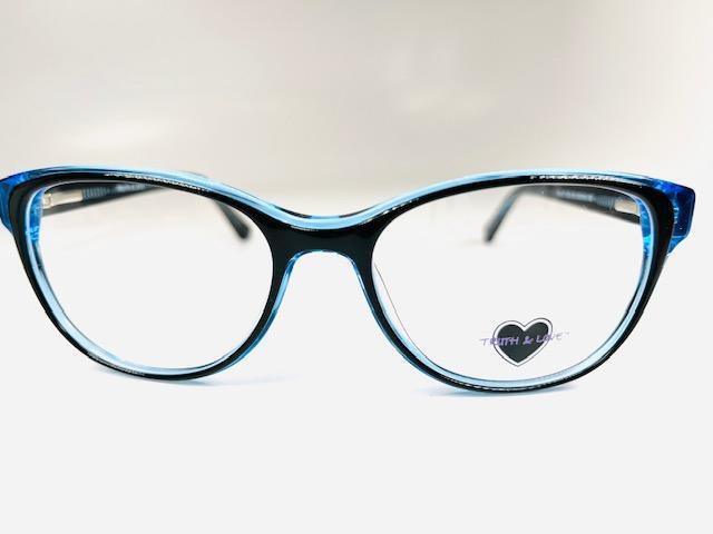 New TRUTH & LOVE T&L-07 Col.50 Black on Crystal Blue Eyeglasses 52/16/135