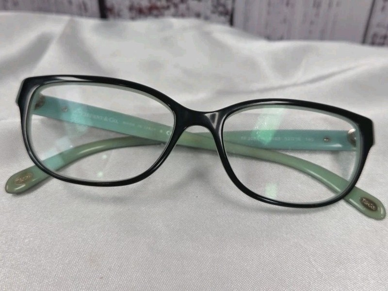 Tiffany Eyeglasses, Frames Only, TF 2087-H, 52-16-140, Plastic, Black Blue