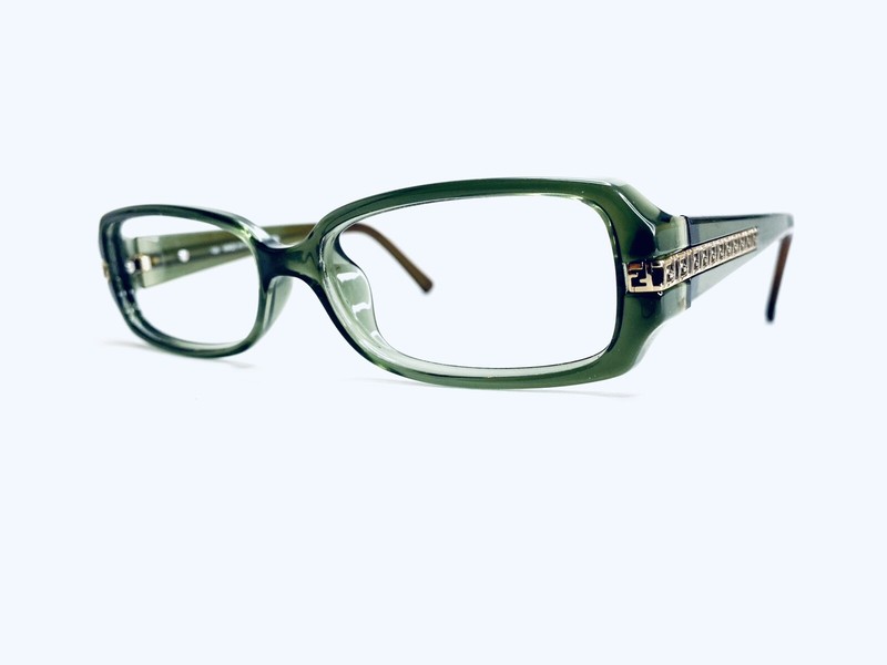 Fendi Eyeglasses Rectangular Green Brown Clear Lucite Italy F932 317 53 15 135