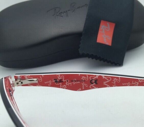 RAY-BAN Rx-able Eyeglasses HIGHSTREET RB 5206 2479 52-18 Black w/ Red and White gallery