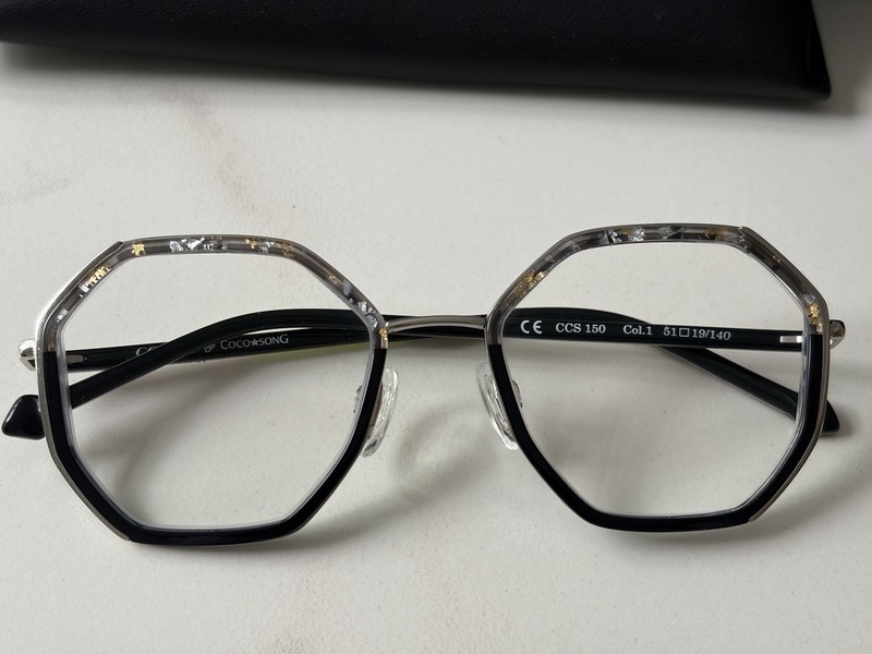 EXCELLENT by COCO SONG Eyeglasses CCS 150 Col. 1 BLACK/Silver/24K Gold 51mm