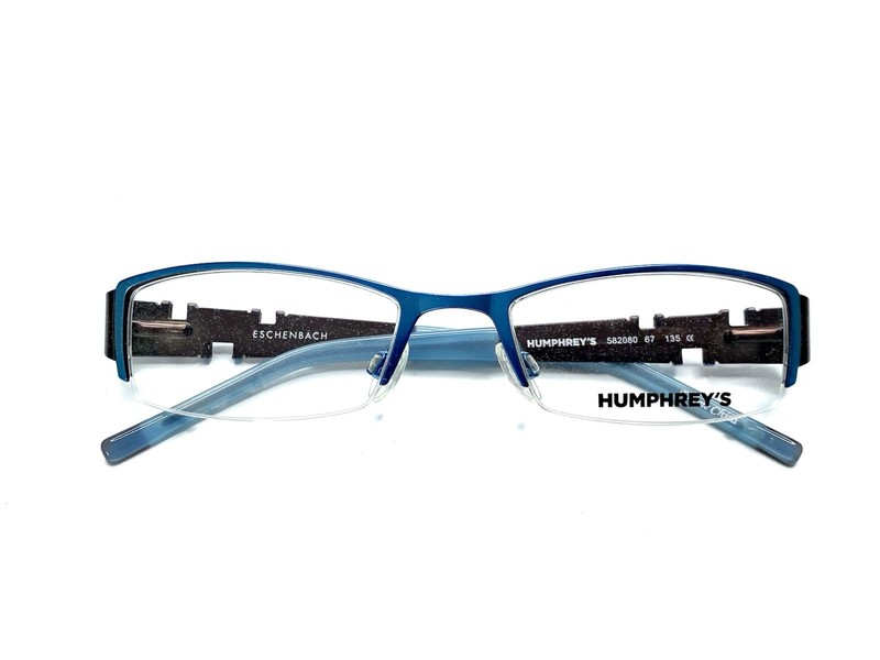 New Humphreys Teal Blue Metallic Rectangular Glasses Brown Temples 67 51 18 135 gallery