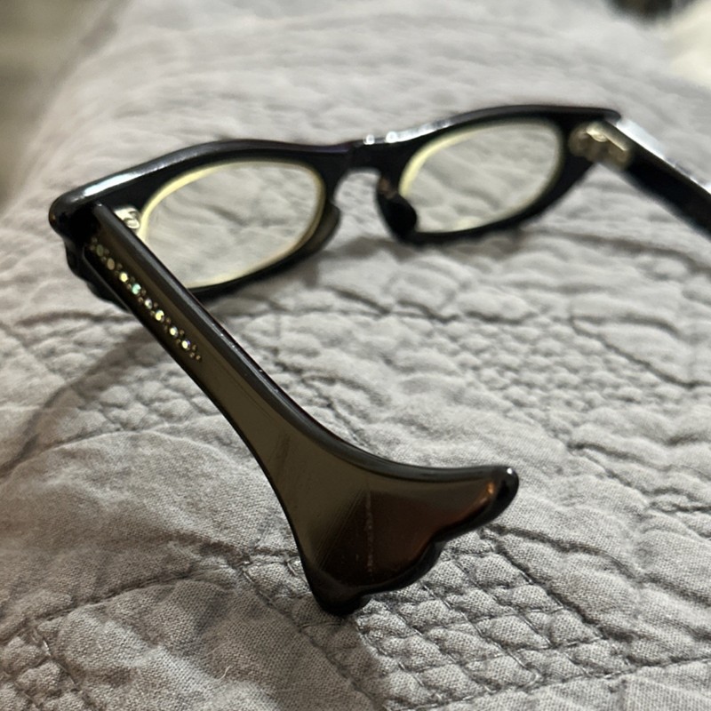 Swank Frame France Cat Eye Black Rhinestone Eyeglass Frames 6010 2317 gallery