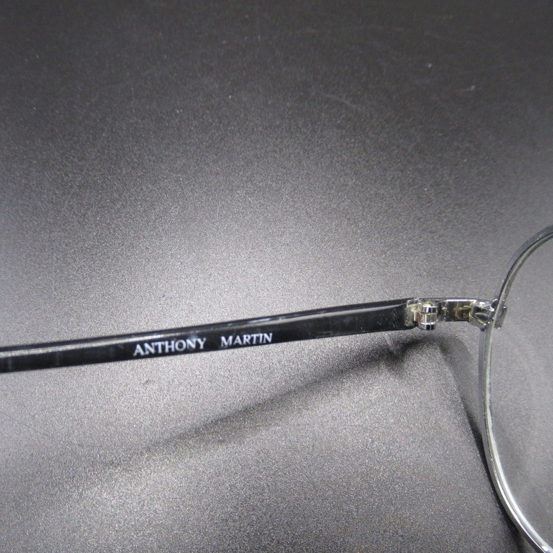 Anthony Martin Eyeglass Frames Aviator Silver Black Full Rim 61-16-150 gallery